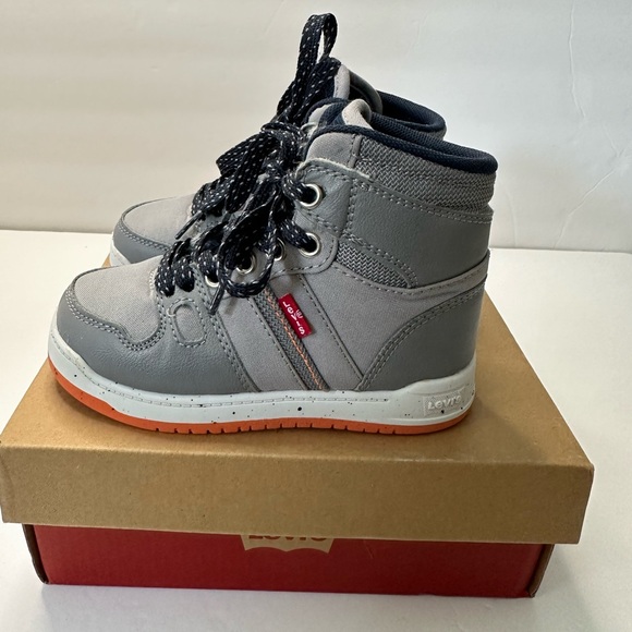 Levi's Toddler BB Hi DF Unisex Fashion Hightop Sneaker Shoe, Grey/Orange, 9 M - Picture 1 of 11